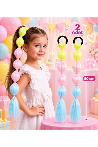 Rhea Company Yellow-Pink-Water Green Ombre Braided Balloon Girl's Hair Clip (...