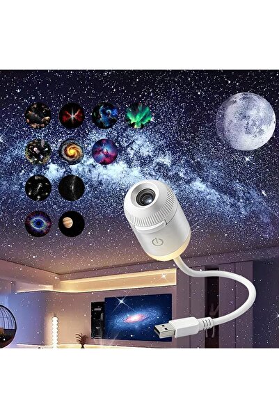 mobify Galaxy Star Projector Night Light with 12 HD Projection Films