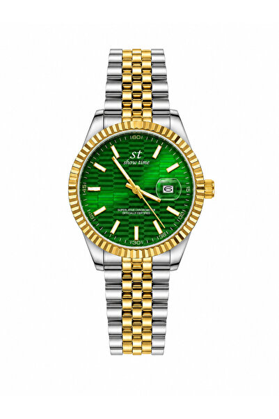 Erkek Kol Saati, Çelik Kordon, Yeşil Kadran Quartz Analog Bilek Saati