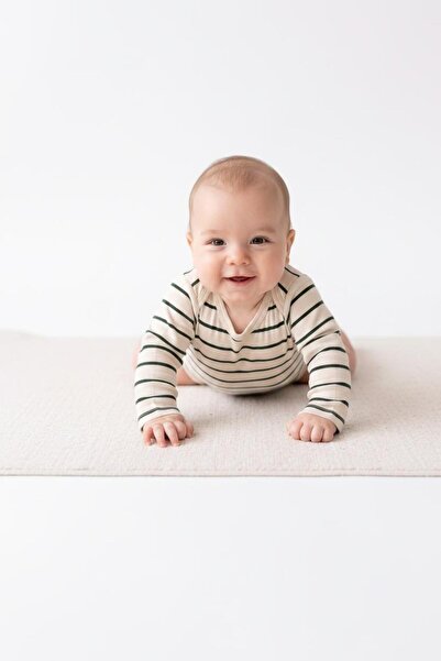 MiaBaby Striped Single Jersey Long Sleeve Bodysuit with Snap Fasteners