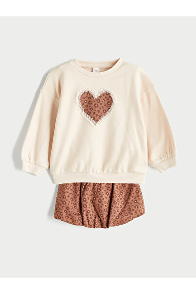 LC Waikiki Patterned Girls' Sweatshirt and Skirt