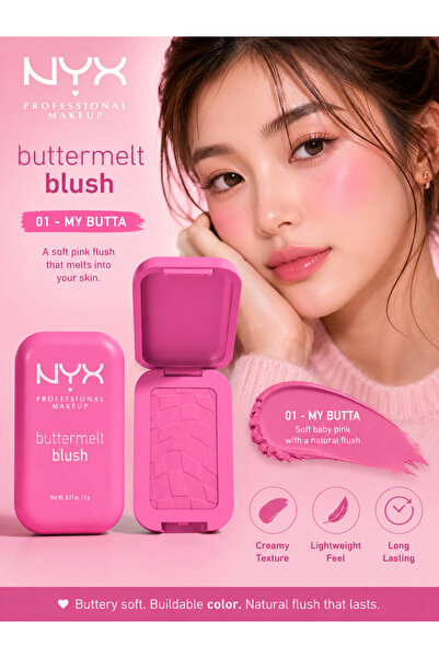 NYX Professional Makeup Buttermelt Creamy Pink Blush Powder - 01 My Butta Half