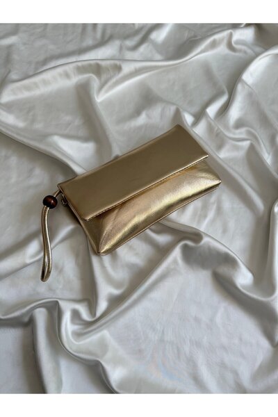 Mia Collection Simple Model Clutch Bag, Portfolio Bag, Handbag Gold