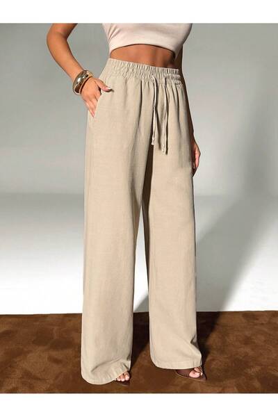 AREF JEANS Elasticated Linen Pants