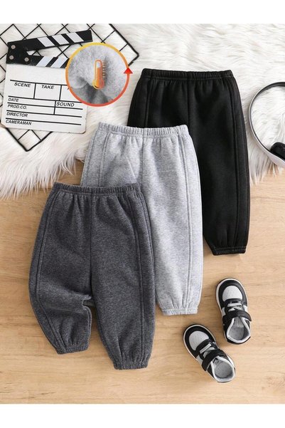 OEM Πλεκτά σορτς unisex, με ελαστική μέση, μονόχρωμα, 3 τεμάχια, για μωρά 2-3...