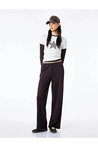 Koton Stone Detailed Interlock Brown Women's Sweatpants 6Sal40079Ik