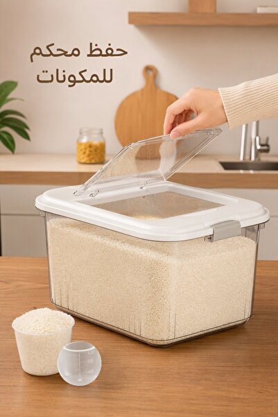 Generic 1 قطعة حاوية بلاستيكية محكمة الإغلاق لتخزين الأرز والطعام بسعة 30 لتر...