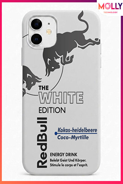 Molly iPhone 12 İçin Beyaz Redbull The White Edition Desenli İçi Kadife Silik...