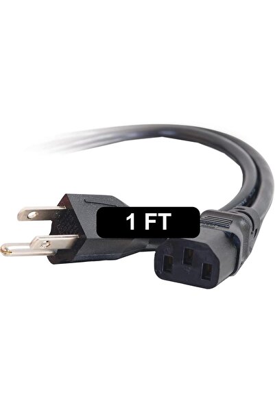 C2G 1FT 18 AWG NEMA 5-15P to IEC320 C13 Universal Molded Power Cable - Black