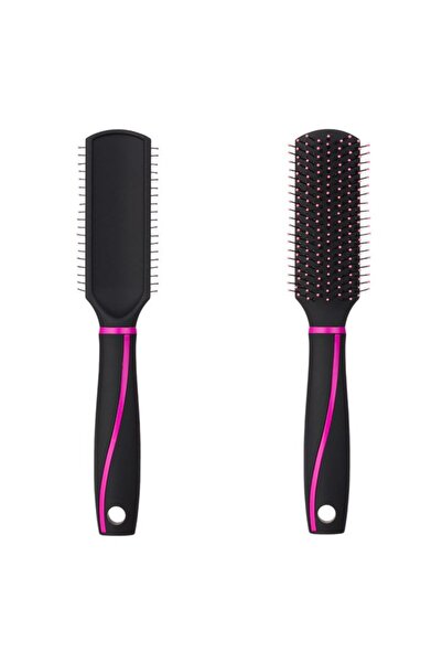 BAMI NETWORK Perie par plata ingusta dinti moi plastic Negru Fucsia 24cm