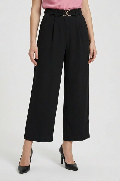London Fog Women Regular Fit Solid Straight Leg Pants, Black