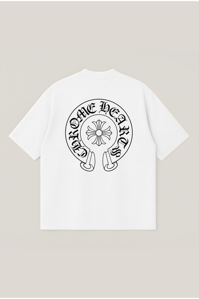 Moon Dancer Tricou unisex, cu logo Chrome Hearts imprimat, croială supradimen...
