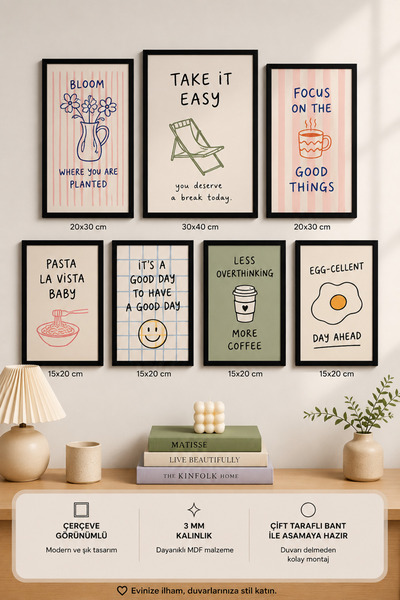UNT 7-Piece Frame-Looking Modern Painting Set |   Retro & Pop Art |   Motivat...