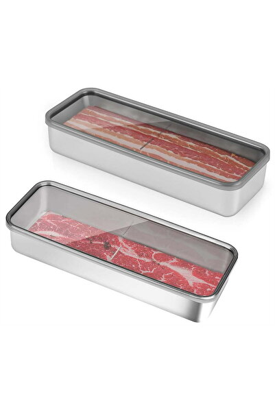 STARSTAR 2-Pack Stainless Steel Airtight Bacon and Cheese Food Container