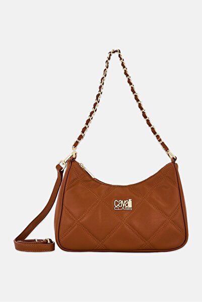 Cavalli Class Women Brand Logo Shoulder Bag, Brown