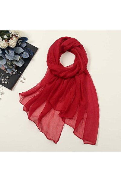 STARSTAR Red scarf for women, summer casual style, colorful solid color chiff...