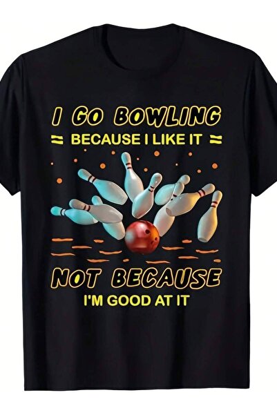 LİNA06 Men's Funny T-Shirt - Retro Pin Lane Graphic Tee With "I Bowl I Like I...