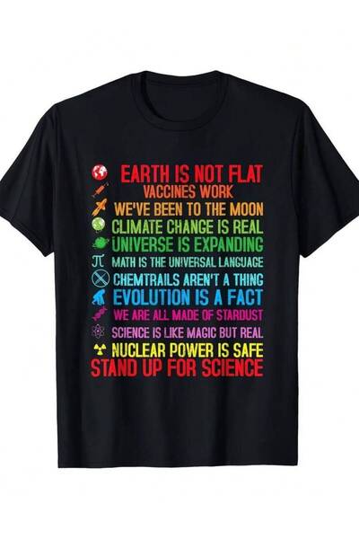 LİNA06 The Earth Is Not Flat Vaccines Effective Science T-Shirt Pure Cotton 2...