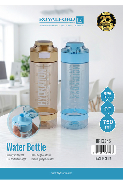 ROYALFORD 750ml Water Bottle RF13245 with Sipper, Transparent Plastic Bottles...