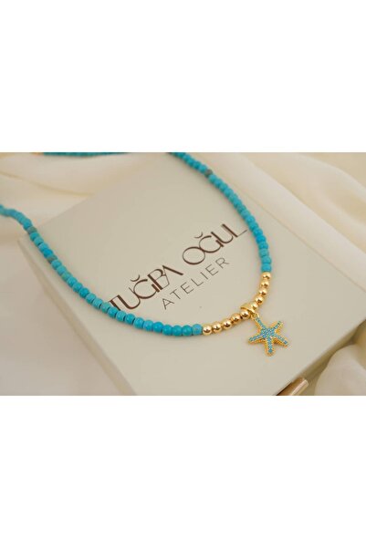 ATELİER TUĞBA Ykl141 Turquoise Beaded Star Detail Necklace