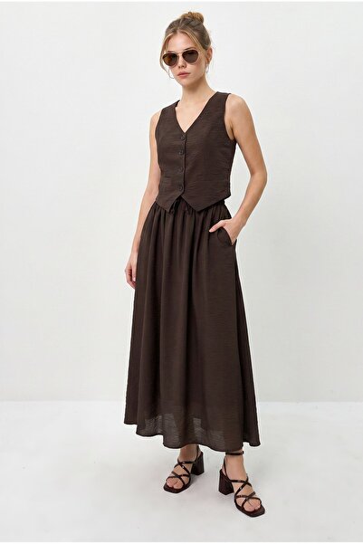 Hiccup LUCCI V-Neck Vest thaj Maxi Skirt duj kotora Coord Set