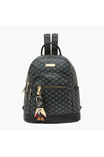 Bessie London حقيبة ظهر بطبعة Monogram مع أشرطة قابلة للتعديل