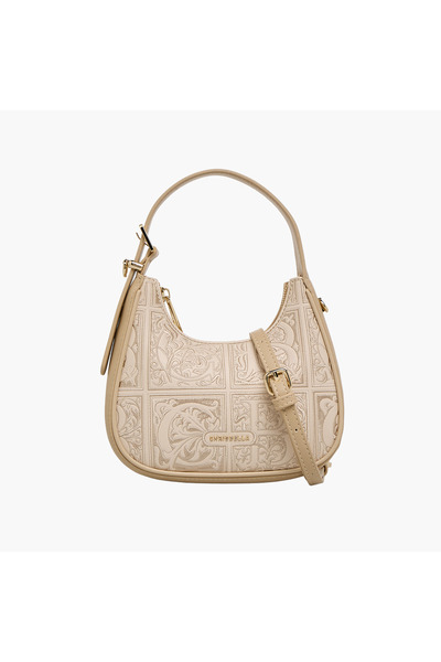 Chrisbella Embroidered Hobo Bag with Zip Closure