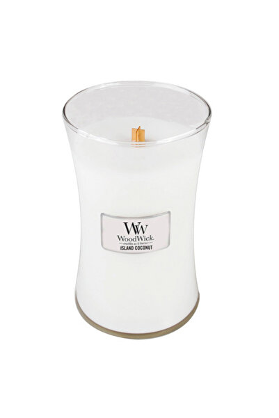 WoodWick Ароматна свещ с аромат на островен кокос, с дървен фитил, 609.5 г