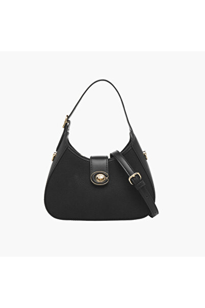 Chrisbella Solid Shoulder Bag with Twist Lock Closure
