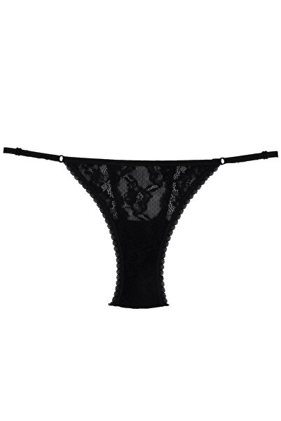 SOFT AURA Magıcform Lace Detailed Drawstring Women's Slip Black Panties 724