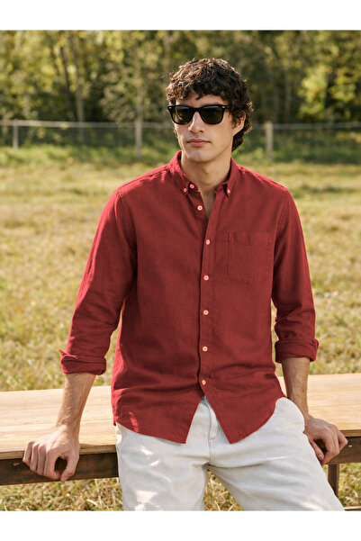 The Indian Garage Co By Styli Men Slim Fit Solid Button-Down Collar Casual Shirt