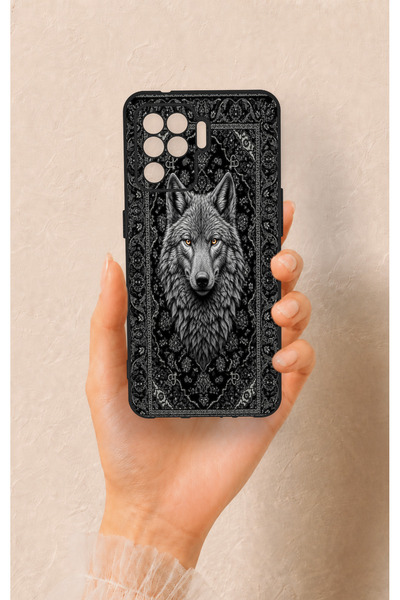 Vip Case Oppo Reno 5 Lite Uyumlu Etnik Kurt Desenli Silikon Kılıf