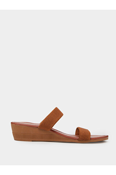 Take Two By Styli Brown Comfort Wedge Slide Sandals