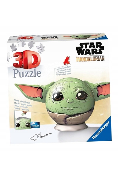 RAVENSBURGER Puzzle bilă Star Wars: Baby Yoda cu urechi, 72 piese
