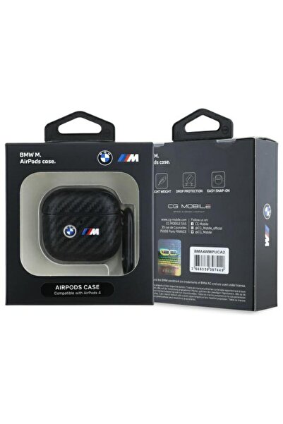 NO BRAND Husă pentru AirPods 4, cu logo dublu metalic BMW din carbon, carcasă...