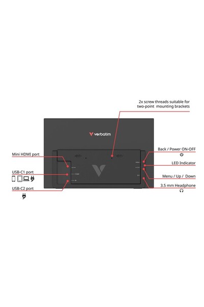 Verbatim Monitor portabil tactil LIGHT 14 " FHD Negru