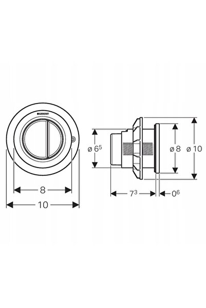 Geberit Buton pentru mobilier de toaletă, în două secțiuni, pneumatic TIP 10 ...