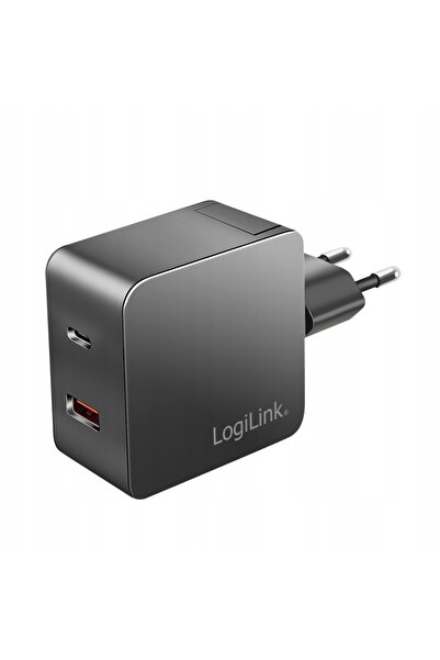 NO BRAND Încărcător GaN USB-C 45W rapid, cu port USB-A și PD, LogiLink Negru