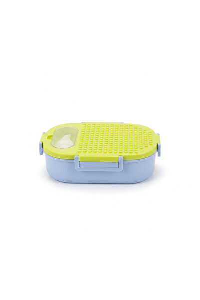 SBC Blue & Green 2-Section Stainless Steel Lunch Box with Spoon – 23×16 cm