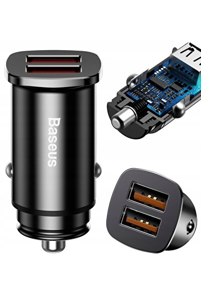Baseus Încărcător auto 2x USB, QC 3.0 (negru)