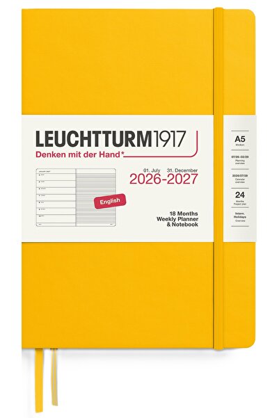 NO BRAND Agendă tip carte A5, planificator săptămânal, 18 luni 2026/2027 Leuc...