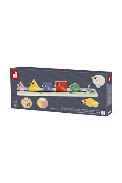 Janod Puzzle sortator culori și forme păsări jucării educative