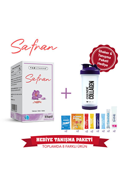 Tabvitamins Safran 50 mg 30 Kapsül | Tanışma Paketi Shaker Hediyeli
