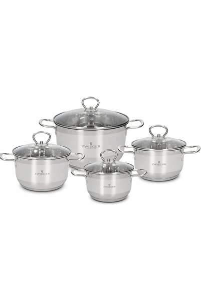 ZWIEGER SET LOVRO 4 OALE 8EL OȚEL INOXIDABIL INDUCȚIE CAPAC DE STICLĂ