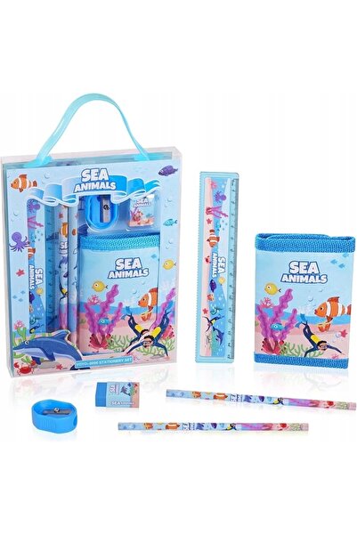 Vicloon Set articulat Instrumente de scris Penare Ocean Riglă Gumă de șters