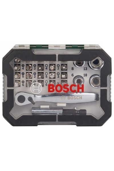 Bosch Set de 26 de piese: biți și capete tubulare cu clichet 2607017563