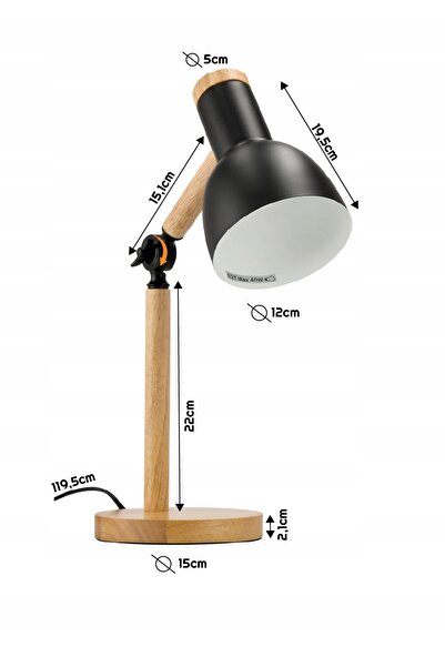 NO BRAND Lampă de veghe cu 1x E27, lampă de birou verticală LOFT WOOD