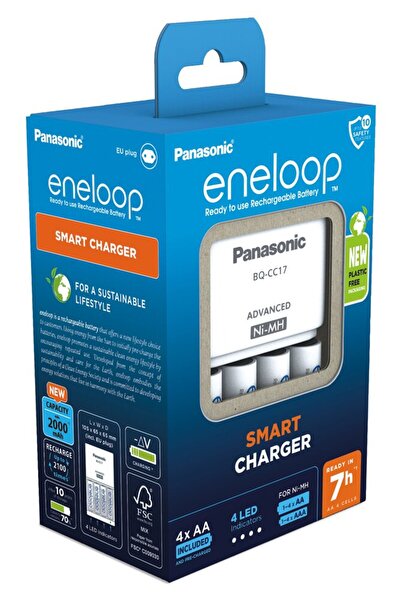 PANASONIC Încărcător Eneloop BQ-CC17 + 4 baterii AA 2000mAh