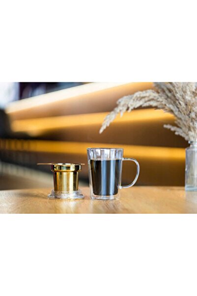 NO BRAND VIALLI CUPĂ DE STICLĂ CU INFUSER AURIE, FILTRU PENTRU CEAI VERDE ȘI ...