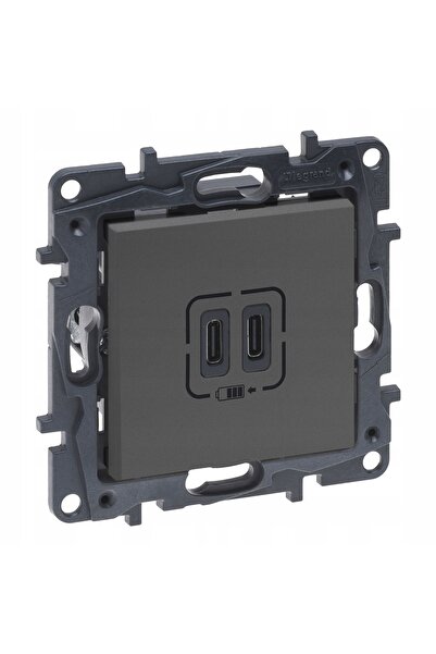 NO BRAND Priză de încărcare 2x USB Tip C 3A LEGRAND NILOE STEP 863439B Oțel